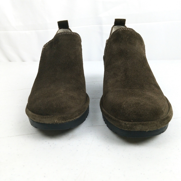 Fly London Wate Bootie Heel Women Size 37 US 6.5/7 Olive Green Suede Leather - Picture 3 of 11